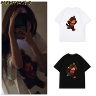 K-pop LE SSERAFIM Hong Eunchae Cotton Round Neck Short Sleeve Shirt - Unisex
