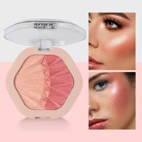 2-color Blush Palette 2 in 1 Contouring Cream Face Cheek Blush Cream Makeup sparkle Highlight Multic
