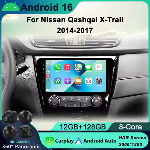 Android 16 For Nissan X-Trail Qashqai 2 J1T32 Qashqai J10 J11 2014 2015 2016 2017 2018 2019 GPS CARP