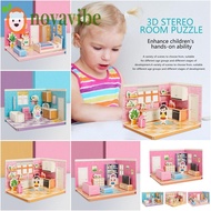 NOVAVIBE 3D Room Cardboard, Model Toys Kitchen 3D Room Model Puzzle Toys, 3D Stereo Puzzle Kitchen H