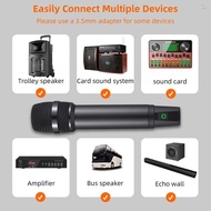 Professional UHF Wireless Microphone System with Handheld Cordless Microphone &amp; Receiver Rechargeable Mic 16 Channels for Video Live Broadcast Interview Singing Party