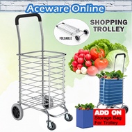 4 Wheel Foldable Trolley Aluminium Lightweight Shopping Cart with Bag