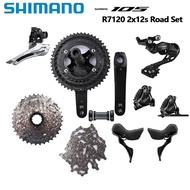 Shimano ชุดเกียร์ R7120 R7100 2x1ชุดข้อเหวี่ยง R7100 2วินาทีจักรยานเสือหมอบดิสก์เบรกไฮดรอลิค R7170เป