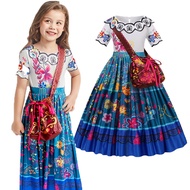 Halloween Charm Princess Dress Girls Cosplay Encanto Costume+Bag Suits Mirabel Christmas Carnival Ha