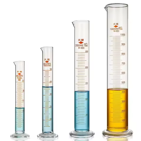 1pcs Lab Scaled Measuring Cylinder 5ml To 1000ml Thicken Glass Measurement Container Lab Supplies