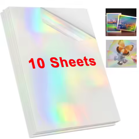 10 Sheets Holographic Cold Laminating Film A4 Broken Glass Stars Self-adhesive Paper film DIY packag