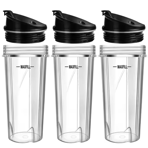 Blender Replacement Parts for Ninja, 3 Pack 16oz Ninja Blender Cups Replacement with To-Go Lids for 