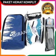 sepatu futsal anak junior sepaket Nike CR7 putih biru Original terbaru