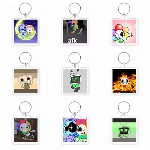 Horror Game Dandys World Astro Dandy Shrimpo Goob Vee Anime Acrylic Album Key Chain Creative Cartoon