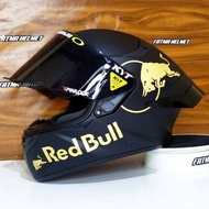 Helm Full Face KYT TT-Course Plain Matt Black Hitam Doff Paket Ganteng Redbull  Original