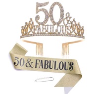 Large Alloy Full Diamond Number Crown 40 50 80th Birthday Headband Ceremonial Belt Crown Shoulder St