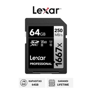 Lexar Professional 1667x UHS-II V60 SDXC / SD Card 64Gb 250MBps
