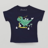 Kid-麻糬兔飛天暴龍溜滑板小孩T-shirt (藏青色)