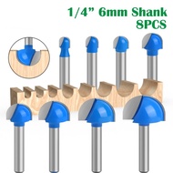 8Pcs Mata Profil Router Bit Mata Profil Setengah Lingkaran 6mm