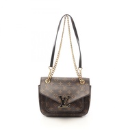 LOUIS VUITTON Passy 鏈條單肩包 M45592 Monogram 帆布 棕色 黑色 二手