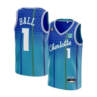 [ORIGINAL] Lamel0 B4ll Charl0tte Horn3ts Jersey #1 biru CITY - Swingman Basketball T-Shirt Tshirt To