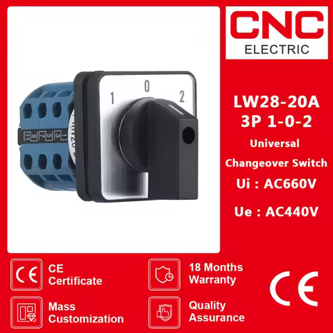 CNC LW28-20 1-0-2 Selector Rotary Switch 5-20A 220V Universal Changeover Switch 3Position 3Knots Ele