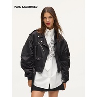 KARL LAGERFELD-RTW-1 BIKER SATIN BOMBER BLACK B1W14002