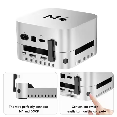 8 in 1 USB C Hub to DP 4K 144HZ Mac Mini M4 Docking Station with 16TB 40Gbps Dual Bay M.2 NVMe Hard 