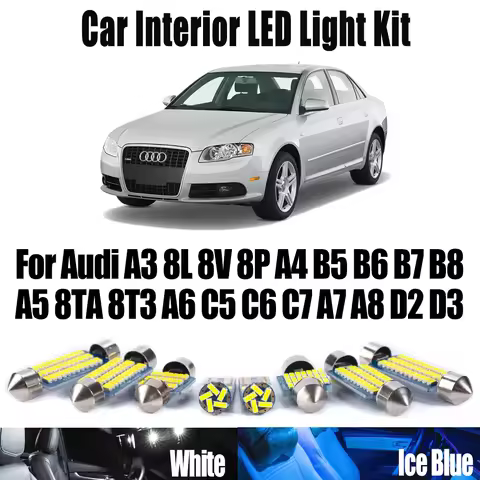 Car LED Interior Map Dome Footwell Door Light Kit Canbus For Audi A3 8L 8V 8P A4 B5 B6 B7 B8 A5 8TA 