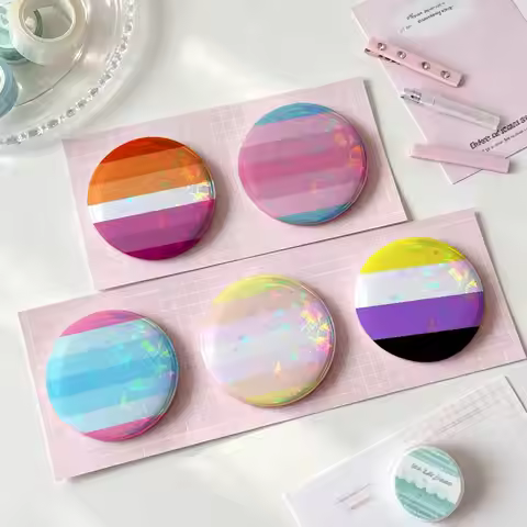 LGBT Rainbow Flag Enamel Pins Handmade Round Brooch L Killer Yagami Light Cosplay Badge Backpacks Je