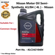 Nissan Semi-Synthetic 10W40 Engine Oil A3/B4 ( 4L )- KLC34210404