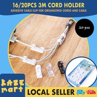 Ready stock singapore Great 3M Cord Holder, 16/20 Pieces Cable Organizer, Strong Self Adhesive Backe