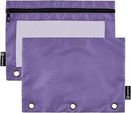 Painting Pencil Pouch 3 Ring Binder Violet Zipper Binder Pencils Bags School Binders Clear Pockets Z