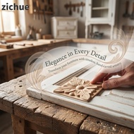 ZICHUE 4pcs Rubber Wood Carving, 2.4x2.4 Inch Rubber Wood Antique Wood Applique, DIY Furniture Decor
