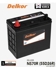 (AMBIL SENDIRI DI KILANG) Delkor NS70R 55D26R  MF BATTERY Car Battery For Hyundai Sonata 2.0/2.4,Tucson 2.2/2.7,Isuzu Gemini,Land Rover, Delica and etc