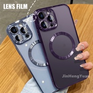 Deep Purple Casing Luxury Plating for Magnetic Case for IPhone 14 13 12 11 Pro Max Transparent Soft 