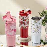 750ml Tumbler Sampaguita Sakura Rose Series Straw Cup with Handle Thermos for Valentine's Day Tumble
