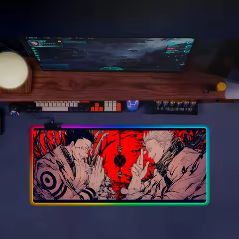 Sukuna RGB Pc Gamer Keyboard Mouse Pad Mousepad LED Glowing Mouse Mats Rubber Gaming Computer Mausep