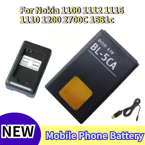 BL-5CA Mobile Phone Battery for Nokia 1100 1112 1116 1110 1200 2700C 1681c Include Charger and Charg