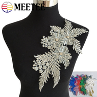 1Pc 3D Flower Embroidery Applique Patch Hollow Sequin Rhinestone Lace Trim Neckline Collar Dress Craft