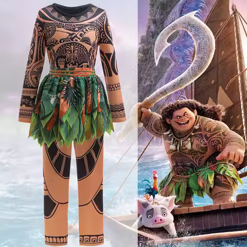 Boy Moana Maui Cosplay Costume Kid Moana Top Pants Set Costume Halloween Party