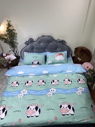 Vỏ chăn lồng ruột 2mx2m2 có khóa kéovải cotton poly hànmẫu bò sữa xanh Bà Béo Kho chăn ga gối ga gi