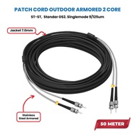 Outdoor Armored ST-ST Patch cord 50 Meters 2 core Singlemode Stainless steel armored