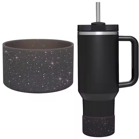 1Pc Protective Glitter Silicone Boot for Stanley Tumbler Compatible with 20-40oz Tumbler Water Bottl