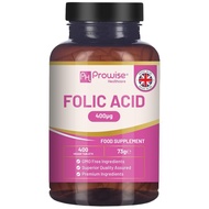Prowise Folic Acid Tablets 400 mcg - 400 Vegan Vitamin B9 Tablets | 13 Month Supply | Vitamin B9 Tab