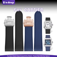 Apply To CARTIER SANTOS 100, 23mm/25mm Men's Silicone Rubber Watch Bracelet (Replacement)