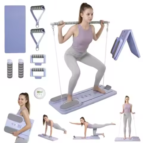 Pilates Board Set - Pilates Reformer Multi-Foldable Pilates Reformer Set Portable Pilates Reformer T
