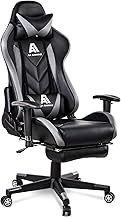 AA Products Gaming Chair High Back Ergonomic Computer Racing Chair Adjustable Office Chair with Footrest, Lumbar Support Swivel Chair - Grey