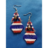 Handmade Thailand Haxegon Flag Earrings Jewellery Miyuki Seed Beads Glass Beads