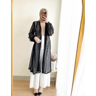 Sebelas Fashion Store Cardigan Brokat Panjang Long Cardi Outer Kekinian Outfit Kondangan