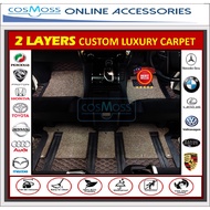 (2 LAYERS) 9D BMW X1 F48 F-48 2015 - 2019 LUXURY CUSTOMS MADE 2 LAYERS CARMAT CARPET FLOOR MAT