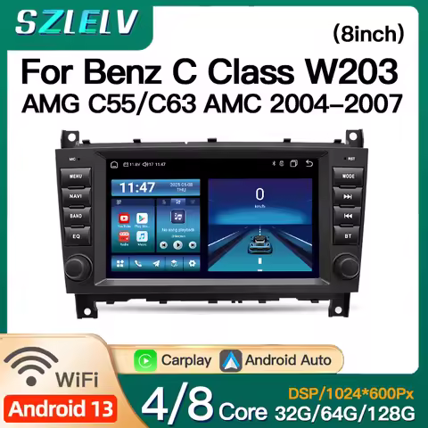 8'' Android For Mercedes Benz C Class W203 AMG C55 C63 AMC Multimedia Player Car Radio Carplay Auto 