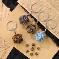 [Pendant] Portable Dice Set with Metal Hollow Box 7 Pieces Mini Dice D20 D12 D10 D% D8 D6 D4 UT7S
