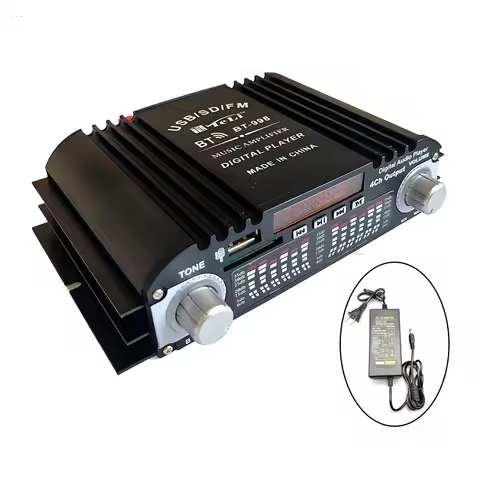 HiFi Sound Amplifier 4 Channel Digital Audio Bluetooth Amplifier Power Karaoke Player FM Radio Suppo