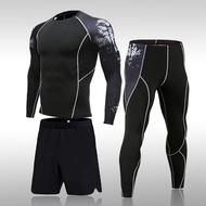 Man Compression Sports Suit Quick Drying Perspiration Fitness Training MMA Kit Rashguard Male Sportswear Jogging Running Clothes
